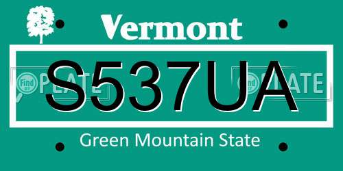 S537UA Vermont License Plate