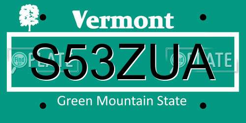 S53ZUA Vermont License Plate