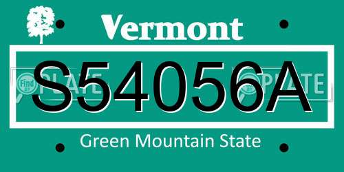 S54056A Vermont License Plate