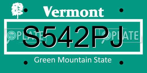 S542PJ Vermont License Plate