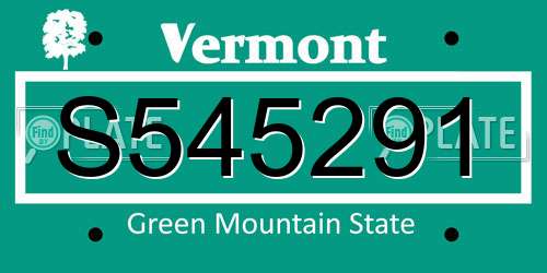 S545291 Vermont License Plate