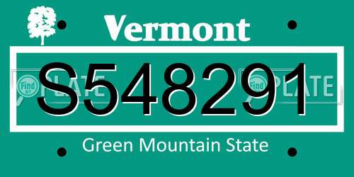 S548291 Vermont License Plate