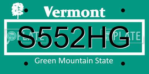 S552HG Vermont License Plate