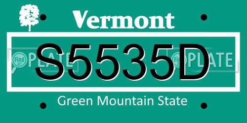 S5535D Vermont License Plate