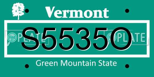 S5535O Vermont License Plate