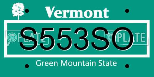 S553SO Vermont License Plate