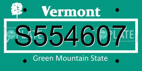 S554607 Vermont License Plate