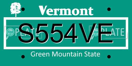 S554VE Vermont License Plate