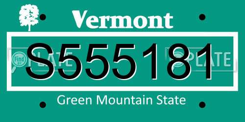 S555181 Vermont License Plate