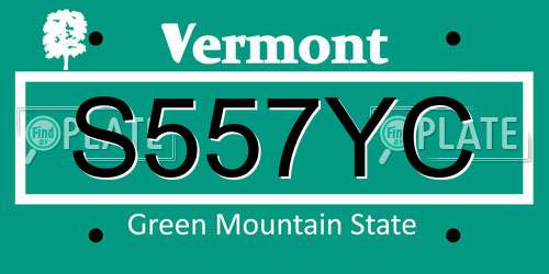 S557YC Vermont License Plate