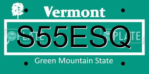 S55ESQ Vermont License Plate