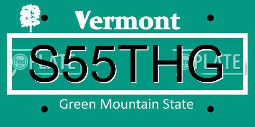 S55THG Vermont License Plate