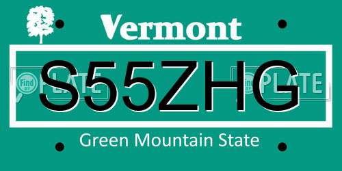 S55ZHG Vermont License Plate