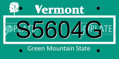 S5604G Vermont License Plate
