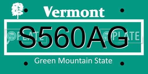 S560AG Vermont License Plate