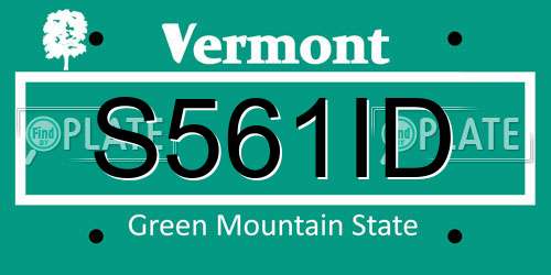 S561ID Vermont License Plate