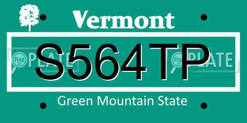 S564TP Vermont License Plate