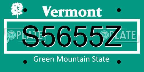 S5655Z Vermont License Plate