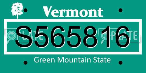 S565816 Vermont License Plate