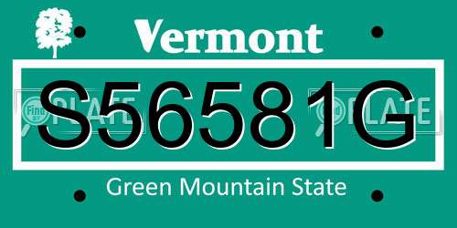 S56581G Vermont License Plate