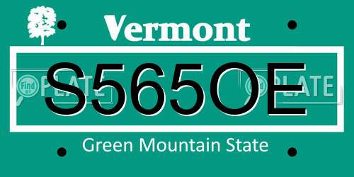S565OE Vermont License Plate