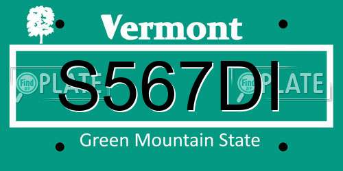 S567DI Vermont License Plate