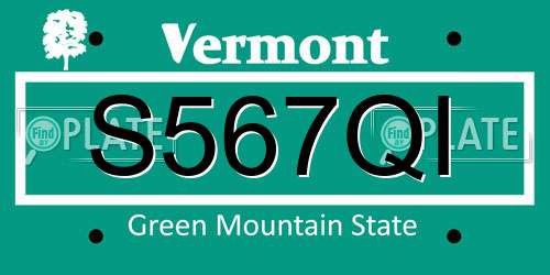 S567QI Vermont License Plate