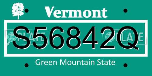 S56842Q Vermont License Plate