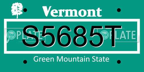 S5685T Vermont License Plate
