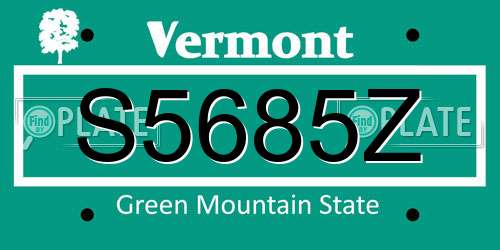 S5685Z Vermont License Plate