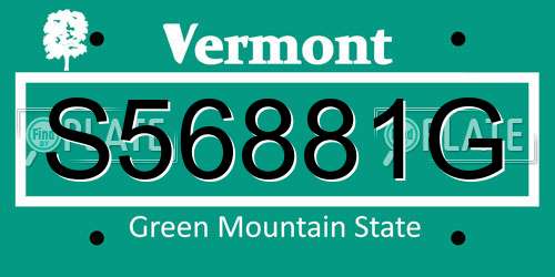 S56881G Vermont License Plate
