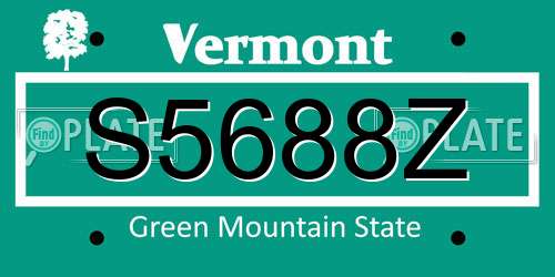 S5688Z Vermont License Plate