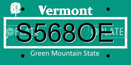 S568OE Vermont License Plate