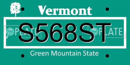 S568ST Vermont License Plate