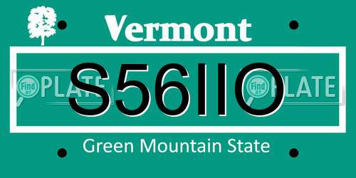 S56IIO Vermont License Plate