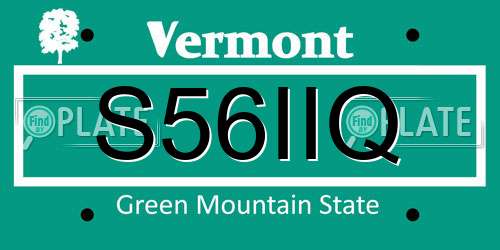 S56IIQ Vermont License Plate