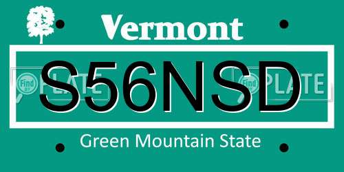 S56NSD Vermont License Plate
