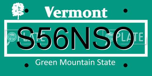 S56NSO Vermont License Plate