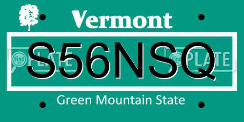 S56NSQ Vermont License Plate