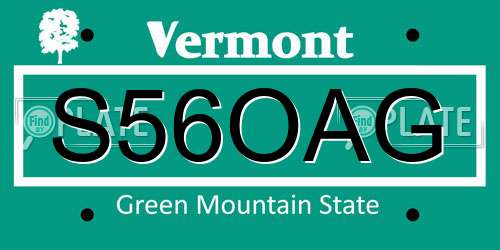 S56OAG Vermont License Plate