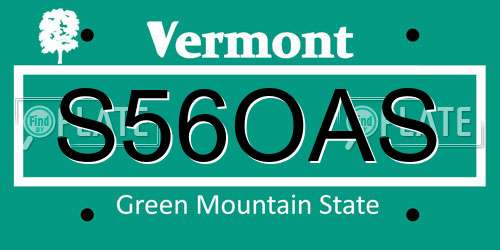 S56OAS Vermont License Plate