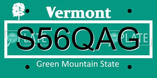 S56QAG Vermont License Plate