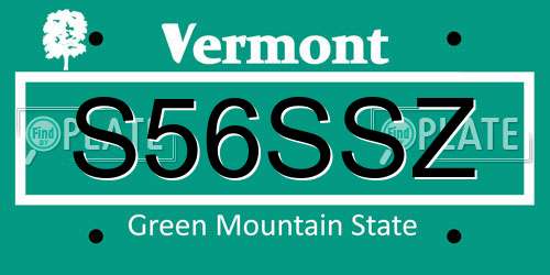 S56SSZ Vermont License Plate