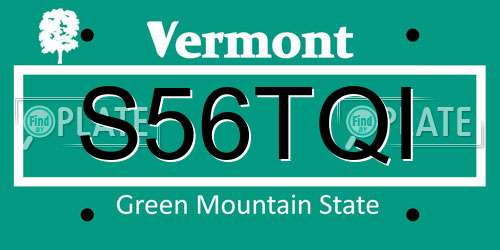 S56TQI Vermont License Plate