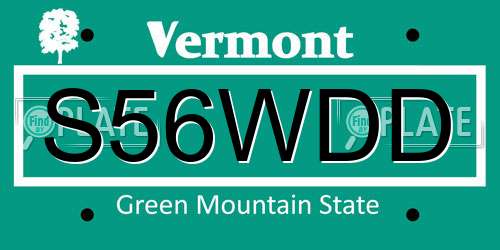 S56WDD Vermont License Plate