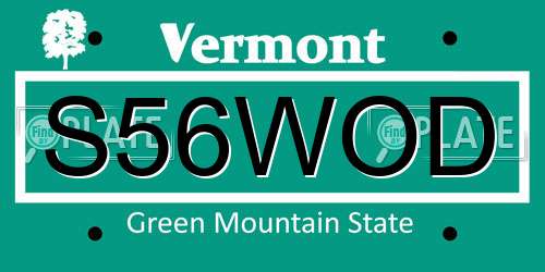 S56WOD Vermont License Plate