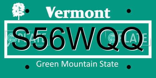 S56WQQ Vermont License Plate