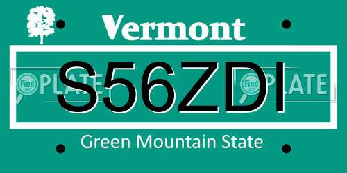 S56ZDI Vermont License Plate