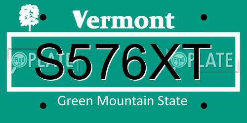 S576XT Vermont License Plate