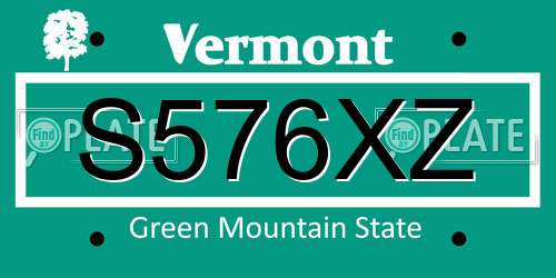 S576XZ Vermont License Plate
